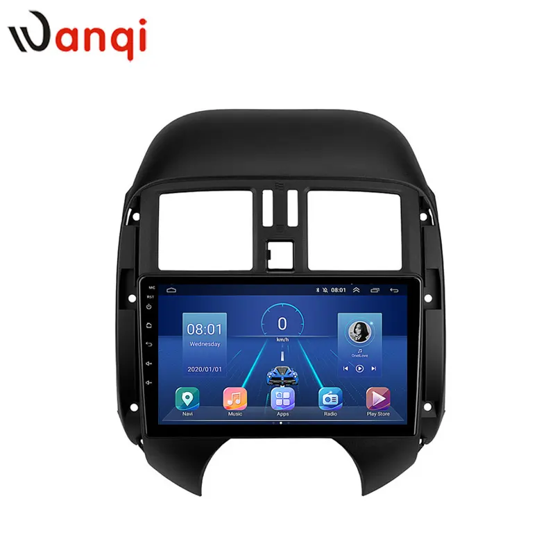 Wanqi Carplay Navigasi Gps Mobil 8 + 128GB, Pemutar Dvd Multimedia Radio Video Stereo Navigasi Gps untuk Nissan Sunny Versa Micra Maret