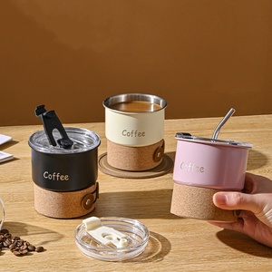 Kingze - Taza de Café de Acero Inoxidable de 14 oz al por Mayor, con Funda de Corcho, Antiderrames, Reutilizable, para Viajes en Auto, Oficina - Product Image 3