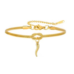 Bracelets minimalistes très vendus pour femmes et hommes, accessoires porte-bonheur, bracelets en acier inoxydable avec nœud infini et breloque <span class=keywords><strong>corne</strong></span> <span class=keywords><strong>italienne</strong></span> - Product Image 2