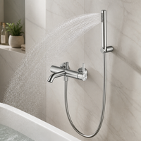 Ensemble Mitigeur de Douche et Baignoire pour Hôtel, 100% Sans Plomb, en Acier Inoxydable 316, Robinet Mélangeur de Bain avec Douchette à Main pour Projet de Rénovation