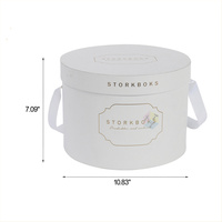 Boîte cadeau ronde de luxe personnalisée avec couvercle et poignées en ruban, logo en feuille d'or, emballage en carton rigide pour roses