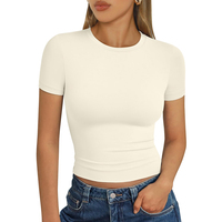 T-shirt de course basique à séchage rapide pour femmes T-shirts vierges personnalisés Hauts courts pour femmes T-shirt de sport Slim Fit