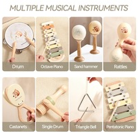 Wooden Orff Musical Instrument Set - Early Education Toy for Babies & Toddlers with Xylophone, Drum, Maracas & Bell