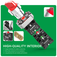 Serie XB2 de Metal con Botón de Bloqueo Automático Iluminado, Interruptor de Perilla de Selección de 10A, Interruptor de Botón LED