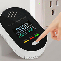 Détecteur de Monoxyde de Carbone Filaire Capteur de Température/Humidité Alarme CO 3-en-1 avec Affichage Digital pour Maison et Voyage