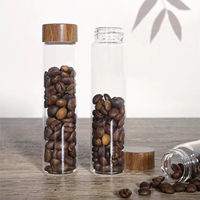 Bocaux en verre borosilicate hermétiques écologiques pour le stockage de grains de café en dose unique avec support en bois