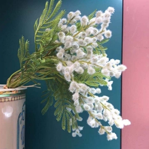 Frijoles de acacia de bayas artificiales de alta calidad, Mimosa amarilla, para decoración de interiores, venta al por mayor - Product Image 3