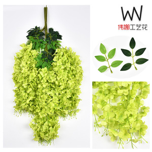 Guirlandes de fleurs artificielles Wisteria jaunes en soie de 110 cm pour décorations de mariage et de maison - Product Image 5