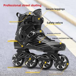 Patins à roulettes en ligne Luoshen pour adultes débutants, unisexes, à une rangée de roues plates, en matériau PP/PU - Product Image 3