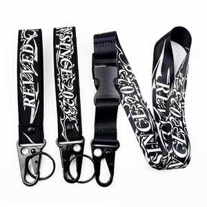 End Carabiner Short Wrist Lanyard Motorcycle <b>Keyring</b> Fabric Keychain With High Quality Metal Eagle Hook - Product Image 1