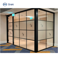 Cloison en verre ignifuge écologique, résistance au feu 1,5 heure, structure en acier, double vitrage, haute absorption acoustique pour bureau