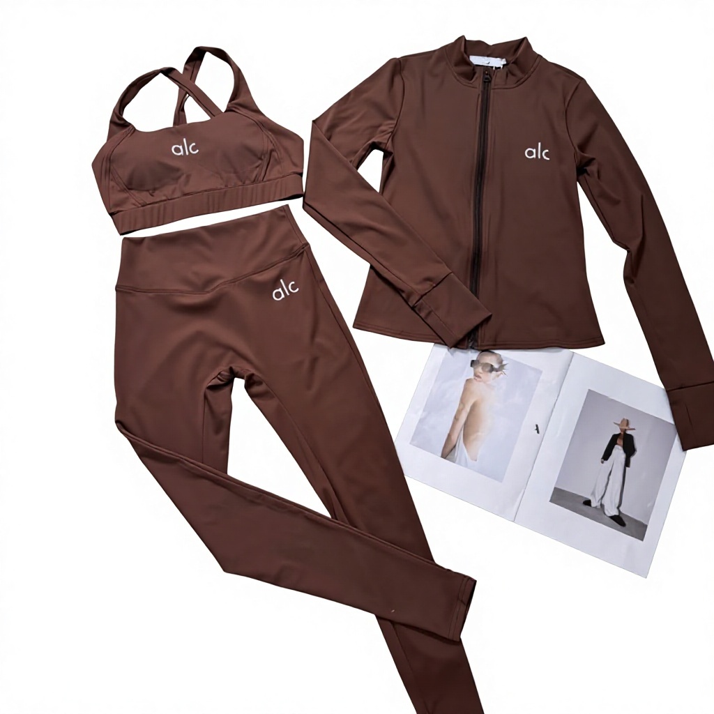 Breathable Yoga Sports Set with Zipper Coat Chest Pad Vest Trousers (3-Piece )
