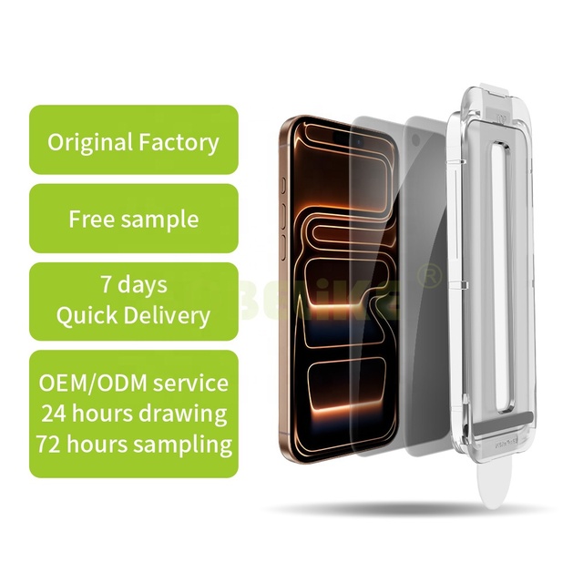 2025 High Quality Privacy 9H Tempered Glass Screen Protector for iPhone 17 16 15 14 13 12 Pro Max Easy Install Applicator
