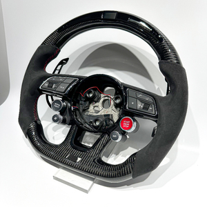 Volant en cuir carbone LED Alcantara noir directement de l'usine pour <span class=keywords><strong>Audi</strong></span> B8 S3 S4 S5 RS3 <span class=keywords><strong>RS4</strong></span> 8P 8V B9 C7 A6 A7 RS6 RS7 A8 - Product Image 4