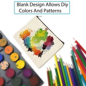 Pochette portable légère en toile de coton, couleur unie, trousse de maquillage de voyage avec fermeture éclair, motif lettres pour femme - Product Image 3