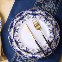 Service de Table de Luxe 60 Pièces Style Nordique en Céramique, Assiettes, Bols, Baguettes en Porcelaine Fine, Peinture sur Émail, Boîte Cuir et Bois