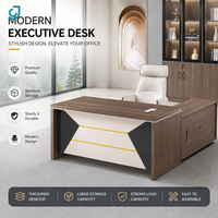 Bureau de direction moderne en bois, table de direction, table de PDG, table de patron, poste de travail en forme de L avec armoires de rangement et grand bureau