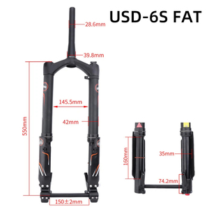 Fourche inversée DNM USD-6S/USD-6D FAT <span class=keywords><strong>DH</strong></span> <span class=keywords><strong>VTT</strong></span> 1-1/8 <span class=keywords><strong>pouces</strong></span> 15mm essieu 160mm voyage 27.5 <span class=keywords><strong>29</strong></span> <span class=keywords><strong>pouces</strong></span> fourche pour gros <span class=keywords><strong>pneu</strong></span> vélo <span class=keywords><strong>VTT</strong></span> - Product Image 5