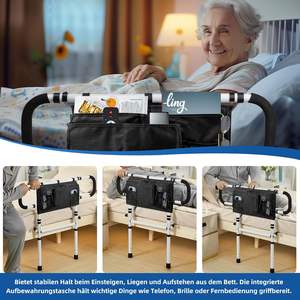 ที่วางแขนข้างเตียงแบบพับได้ ปรับความสูงได้ พร้อมกระเป๋าเก็บของ - Product Image 6