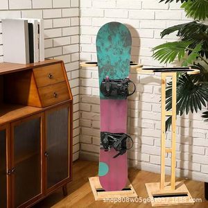 Support de rangement en bambou massif pour snowboard, étagère de présentation pour station de ski, couleur naturelle, simple niveau - Product Image 2