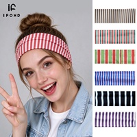 IFOND Bandeaux pour femmes, 6 cm de large, imprimés rayés, en nylon et élasthanne, bandeau extensible anti-transpiration pour le sport, l'entraînement et le quotidien