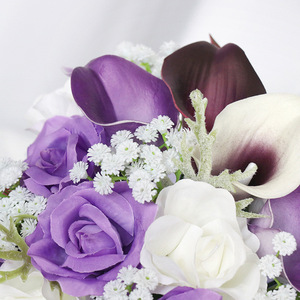 Púrpura Calla Lily Flor artificial Boda Ramo de novia, Púrpura Rosa <span class=keywords><strong>Lilly</strong></span> Gota de agua Cascada Boda Novia Ramo de flores - Product Image 3