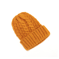 Gorro de punto de algodón amarillo personalizado al por mayor para fabricantes, gorro de invierno cálido de moda estilo hip-hop con bordado 3D, ideal para viajes.