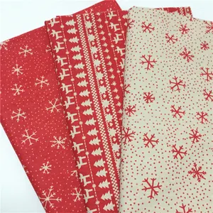 High Quality Polyester Christmas Fabric With Snowflake Print Pattern Used For Tablecloth And Home Decoration