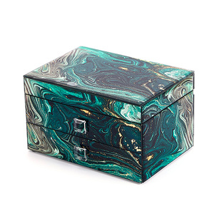 Factory outlet decorative custom marble trinket box display small marbled glass jewelry ring gift box for women