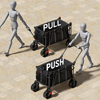 Chariot pliable avec freins, chariot de courses portable, rangement, OEM, tout-terrain, grandes roues pour le camping et la plage