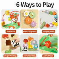 Cube d'activités en bois pour animaux, labyrinthe de perles, trieur de formes, puzzle sensoriel, motricité fine, apprentissage précoce, pour tout-petits, CE CPC, vente en gros, OEM, personnalisé