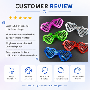 Lunettes <span class=keywords><strong>de</strong></span> fête <span class=keywords><strong>LED</strong></span> clignotantes ANSOO 2026, multicolores, en forme <span class=keywords><strong>de</strong></span> cœur, 3 modes, à piles - Product Image 5