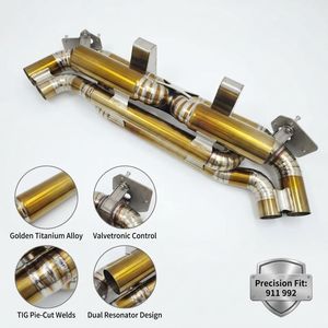 Sistema de Escape Catback Valvetronic de Aleación de Titanio Dorado para <span class=keywords><strong>Porsche</strong></span> <span class=keywords><strong>911</strong></span> 992 Carrera <span class=keywords><strong>S</strong></span> GTS <span class=keywords><strong>Turbo</strong></span> - Product Image 2