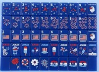 Jeu de Mahjong de Luxe Statue de la Liberté Drapeau Américain 160 Tuiles Acryliques Écologiques Pliable Portable Personnalisable Durable Classique/Moderne