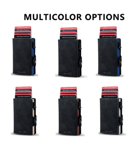 Portefeuille personnalisé par le <span class=keywords><strong>fabricant</strong></span>, en cuir végétalien, minimaliste, à double pliage, avec système pop-up, protection RFID, <span class=keywords><strong>porte</strong></span>-cartes intelligent coulissant - Product Image 3