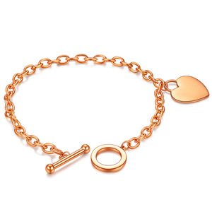 Bracelet en chaîne en forme de cœur, bijoux pour femmes, cadeau, bracelet à breloques en acier inoxydable - Product Image 1