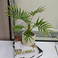 Dypsis Lutescens en pot en plastique vert, effet réaliste, pour la décoration de la maison, du bureau et du jardin, plantes artificielles, fausses fleurs