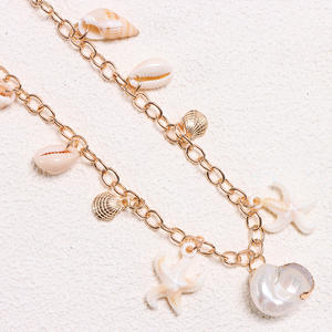 Cadena para bolso con diseño de estrellas de mar y conchas, correa decorativa de metal, accesorio para bolso de mujer, estilo plegable con patrón de vida marina - Product Image 4