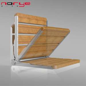 Tabouret de salle de bain pliable mural Nuoyi Hardware Products, acier inoxydable et chêne, capacité de charge 200 kg, pour personnes âgées et handicapées - Product Image 3
