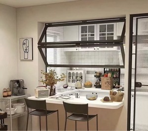 Hợp kim nhôm có thể gập lại cửa sổ đôi kính xếp chồng lên nhau mô hình mở dọc cho nhà bếp sử dụng Nhà Hàng Quán Cà Phê Bánh nhà - Product Image 4