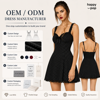 Robe d'été décontractée sans manches à volants pour femme, imprimé pois, taille empire, mini-robe en coton, vente en gros OEM