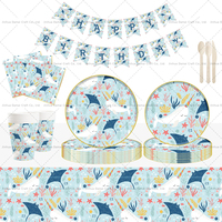 Articles de fête sur le thème de l'océan DAMAI, assiettes en papier, serviettes, vaisselle, décorations de table sur le thème des créatures sous-marines, anniversaire, baby shower, jetables