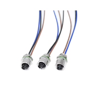 Conector Industrial M8 de 4 Pines para Montaje en Panel, Código A, IP67, Impermeable, Hembra, con Arnés de Cables