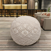 Pouf ottoman noué en coton naturel fait main pour s'asseoir, repose-pieds, tabourets, design moderne asiatique, pour chambre, atelier, usage domestique