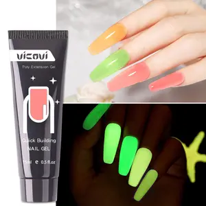 Luminous Temperature Change 15ml Crystal Poly Acrylic Extention Glue Gel Quick Building UV Nail Gel for Nail Thickening Solution