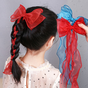 Braided Hair <b>Clips</b> For Girls <b>Bow</b> Hair Ornaments Korean Style Ponytail Ribbons Childrens Hair Accessories Daily Use - Product Image 1