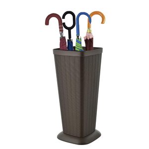 Portaombrelli Alto in Plastica Effetto Rattan, Struttura Intrecciata 26x26x51.5 Cm, Cesto Rettangolare Resistente - Product Image 1