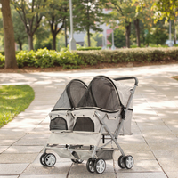 Poussette double pour animaux de compagnie Poussette pliable pour 2 chiens et chats Transporteur à deux places Jogger de voyage Chariot de transport pour animaux de compagnie