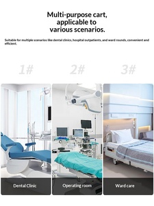현대식 병원용 스틸 ABS 기구 트롤리 이동식 치과 진료 카트 (높이 조절 가능, 4개의 캐스터 포함) - Product Image 3