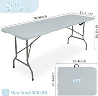 Tables de camping pliantes portables modernes en plastique léger en gros - Lot de 2